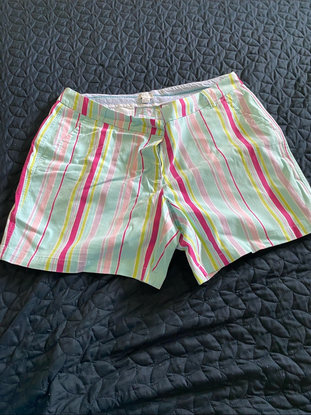 crown & ivy Pastel Stripe Bermuda Shorts - Mint, Pink & Yellow
